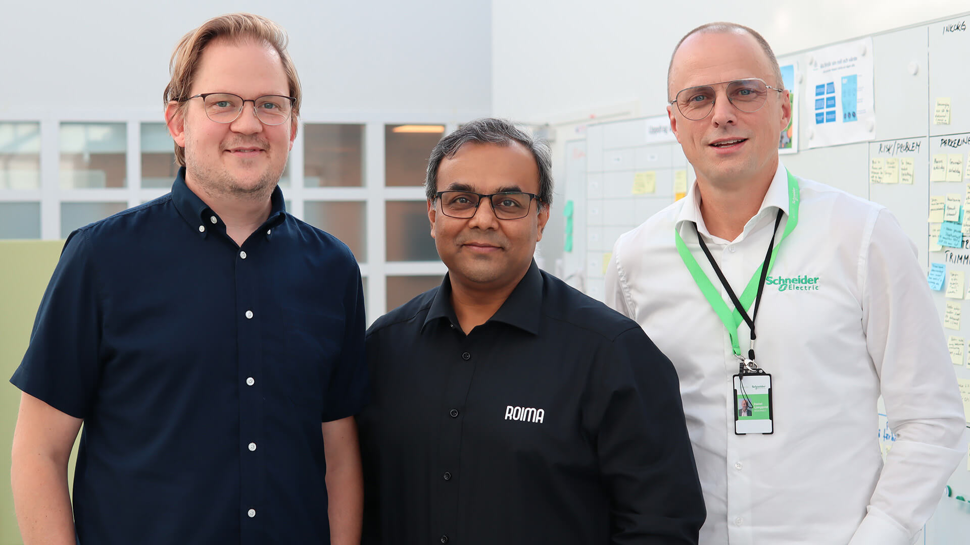 From left to right: Robin Trankell (Roslagsvatten), Proushi Rawat (Roima Intelligence), and Daniel Ljungqvist (Schneider Electric).